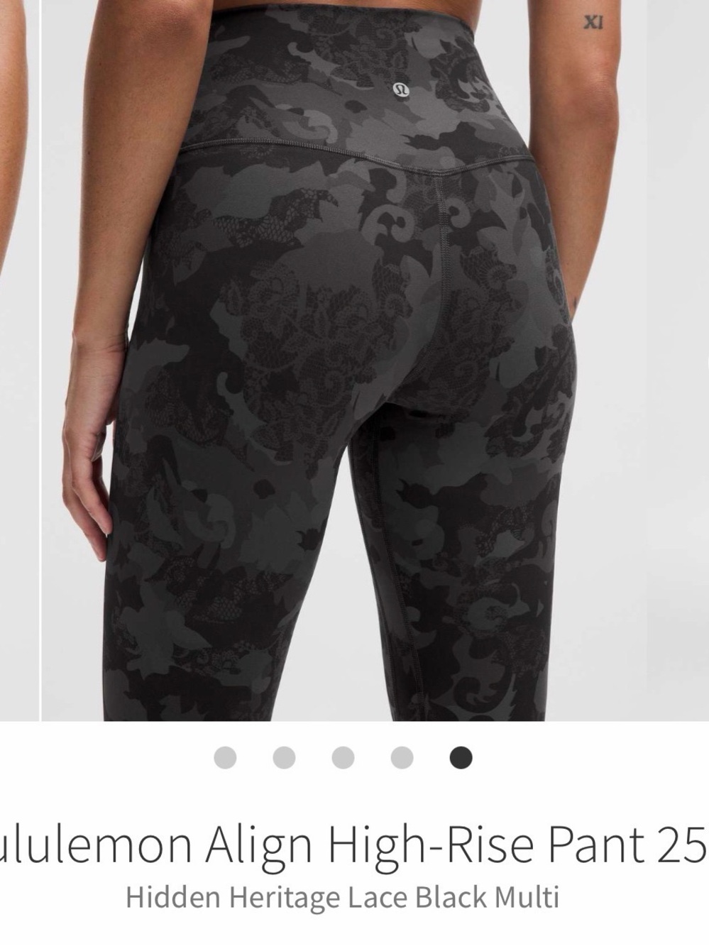 Lululemon Align High-Rise Pant 25" Hidden Heritage Lace Black Multi